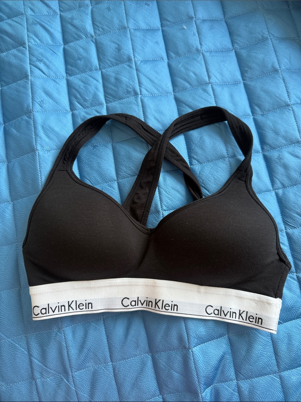 Calvin Klein Black push up Bralette with White Logo Band